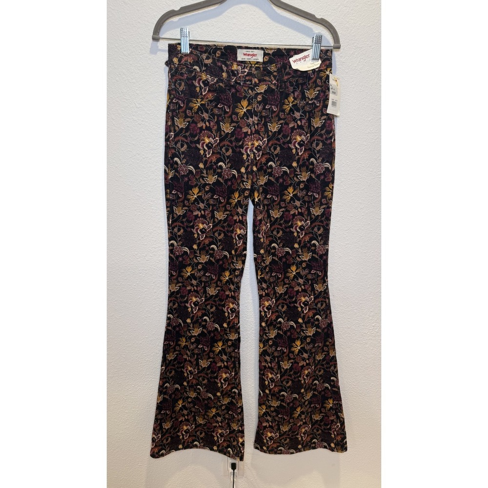 Wrangler Pants Womens 4x32 Multicolor Floral Corduroy High Rise Fierce Flare NWT